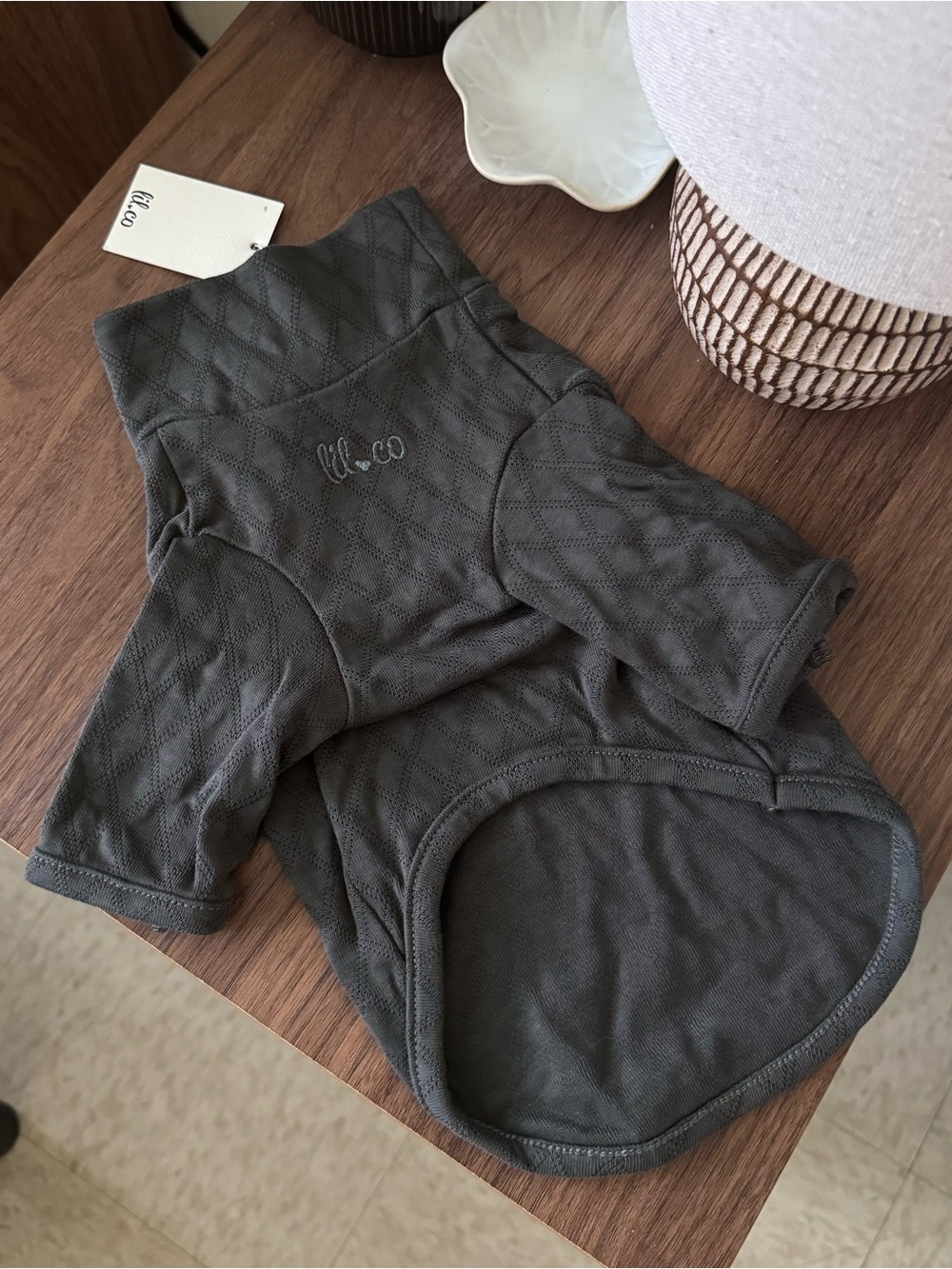 Charcoal Quilted Dog Turtleneck Top